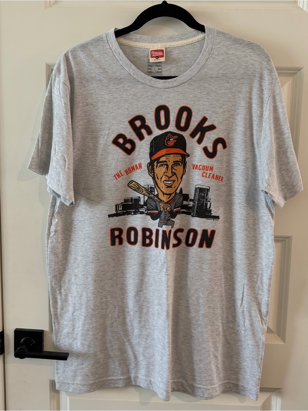 Brooks Robinson Graphic Tee - Gray with Orange & Black